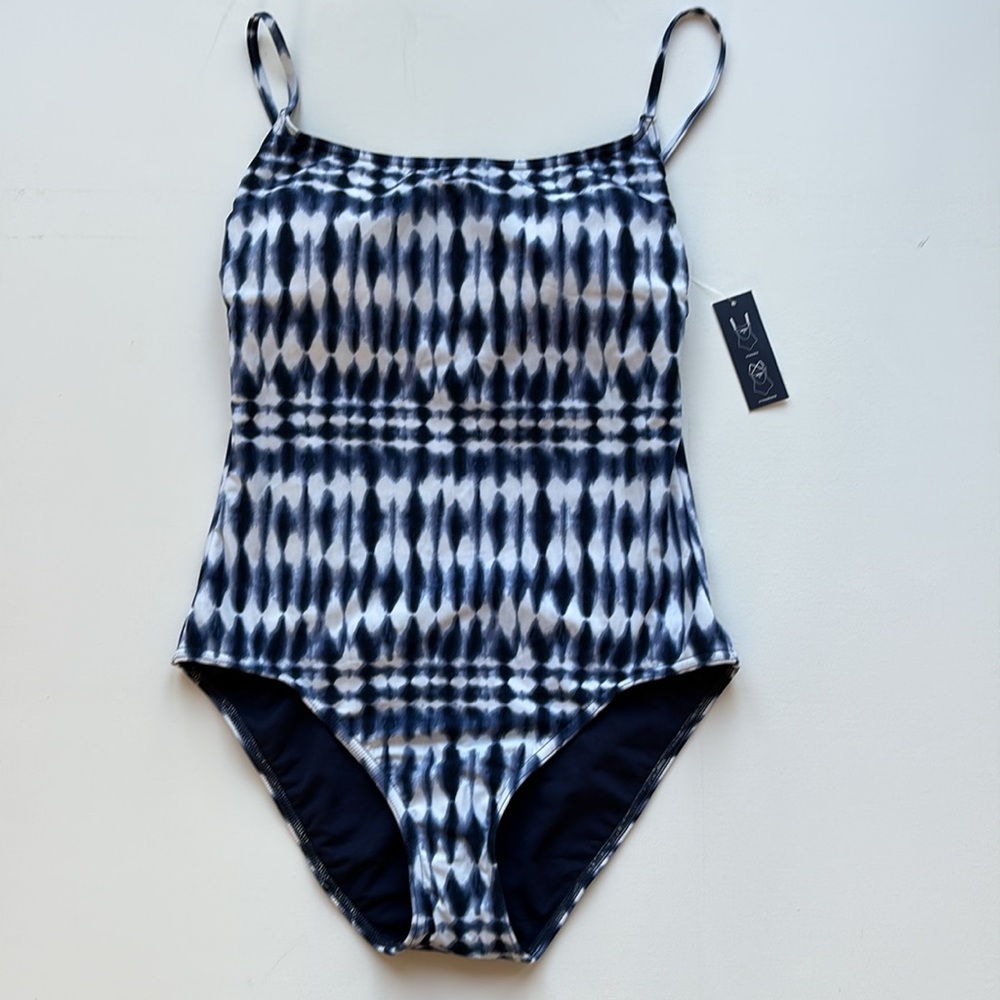 Gap Low-Back One-Piece Tie Dye Swimsuit- NWT- Navy- Size MEDIUM